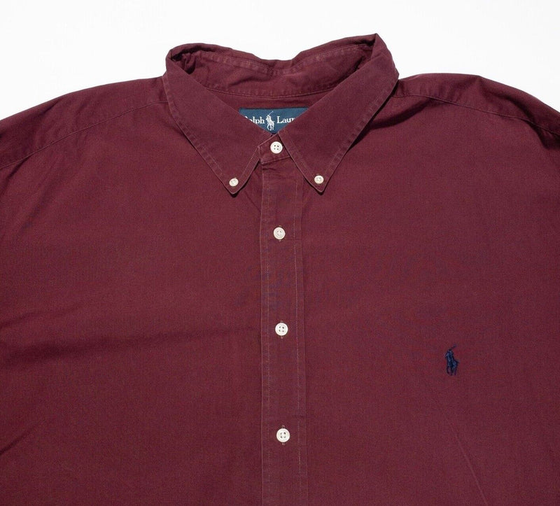 Polo Ralph Lauren 3XB Long Sleeve Men's Classic Fit Shirt Solid Red 3XL Big