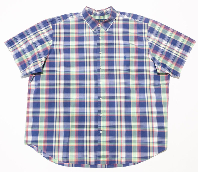 Polo Ralph Lauren 3XB Men's Shirt Button-Down Blue Multicolor Plaid Short Sleeve