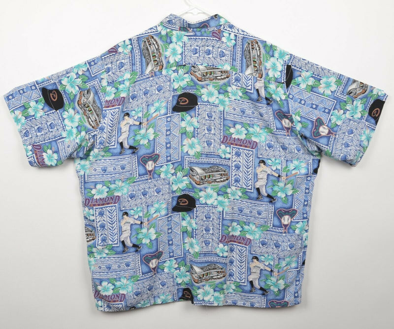 Vintage Reyn Spooner Men's XL Arizona Diamonds MLB Collage Hawaiian Aloha Shirt