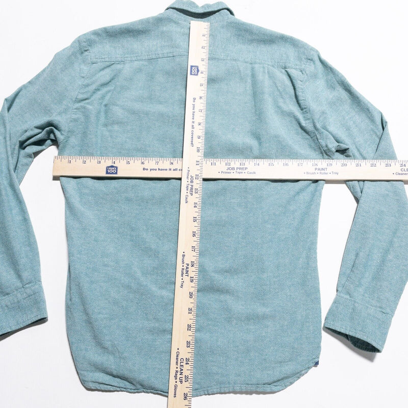 Marine Layer Shirt Men's Small Teal Green/Blue Button-Front Long Sleeve USA