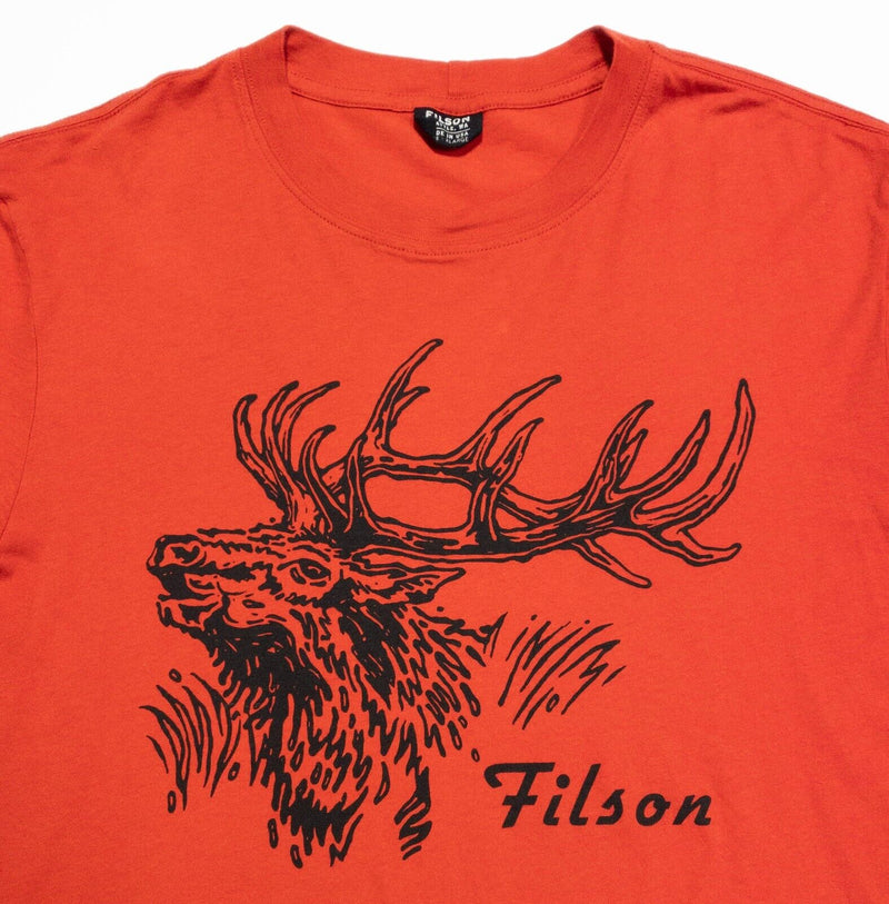 Filson T-Shirt XL Men's Elk Deer Graphic Red Short Sleeve Crewneck Made in USA