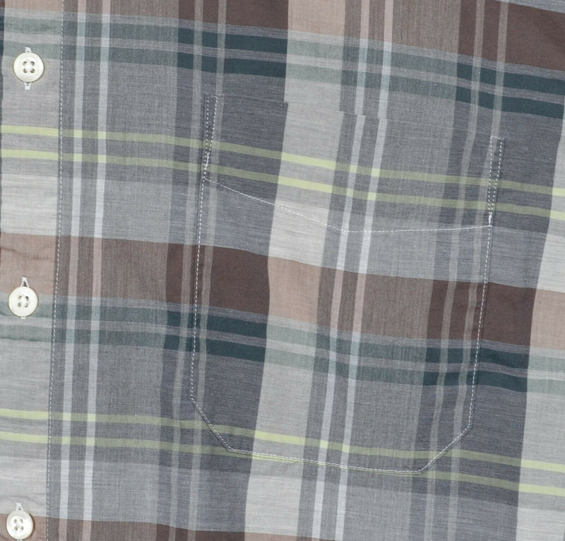 Billy Reid Men's XL Standard Cut Gray Tartan Plaid Button-Front Shirt