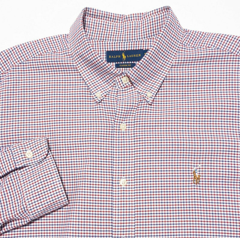 Polo Ralph Lauren Red Blue Check Button-Down Shirt Pony Men's 2XL Classic Fit