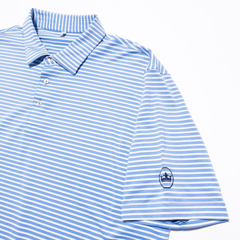 Peter Millar Summer Comfort Polo XL Men's Shirt Blue White Striped Wicking Golf