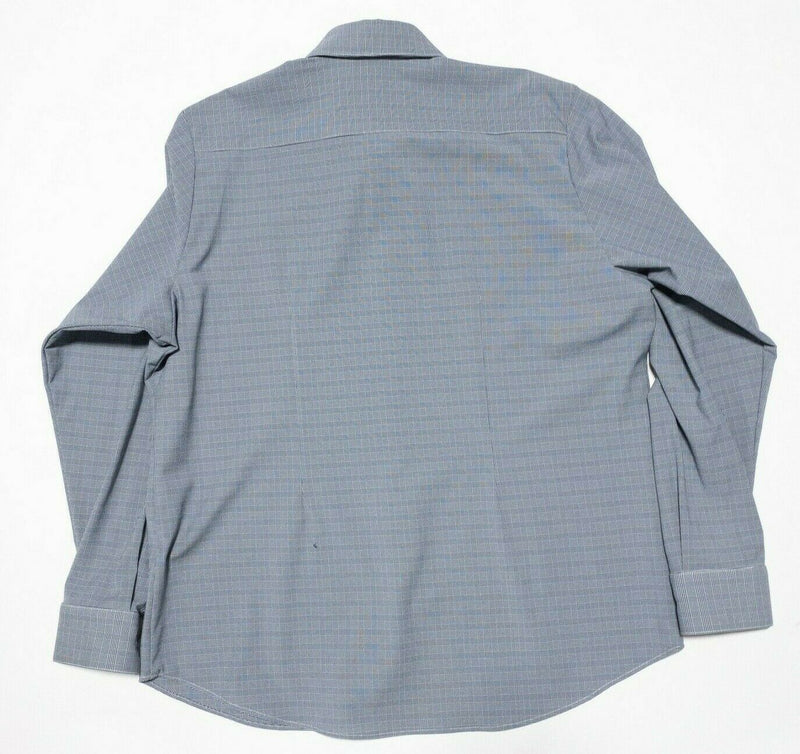 Mizzen+Main Leeward Performance Dress Shirt Wicking Blue Plaid Men's XL Standard