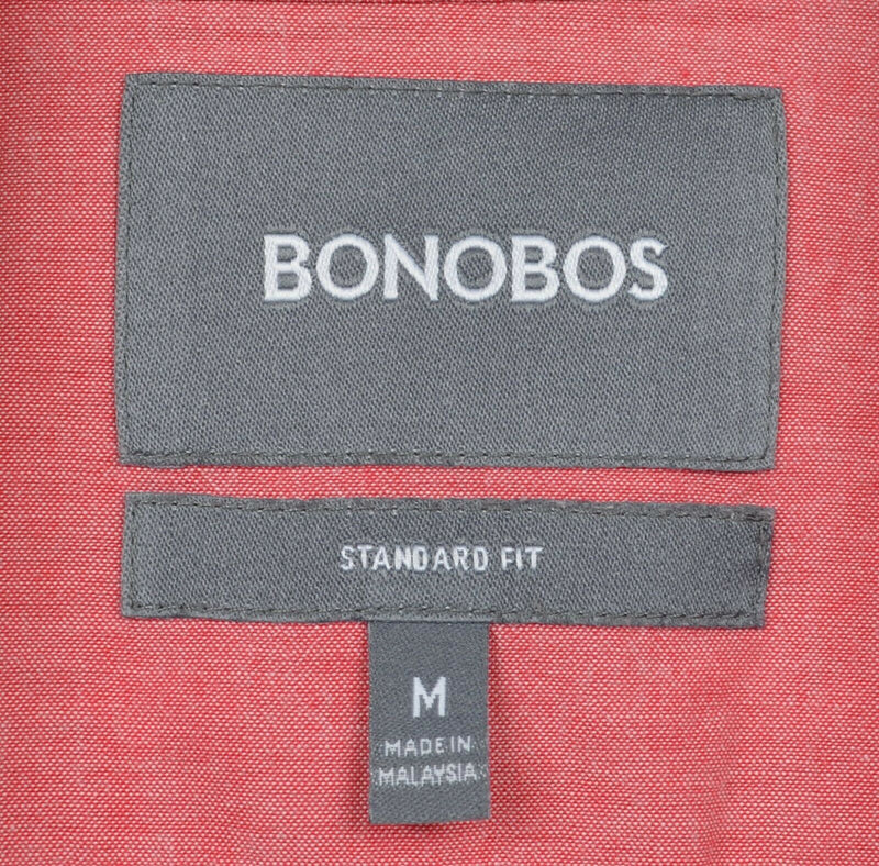 Bonobos Men's Medium Standard Fit Pink Chambray Long Sleeve Button-Down Shirt