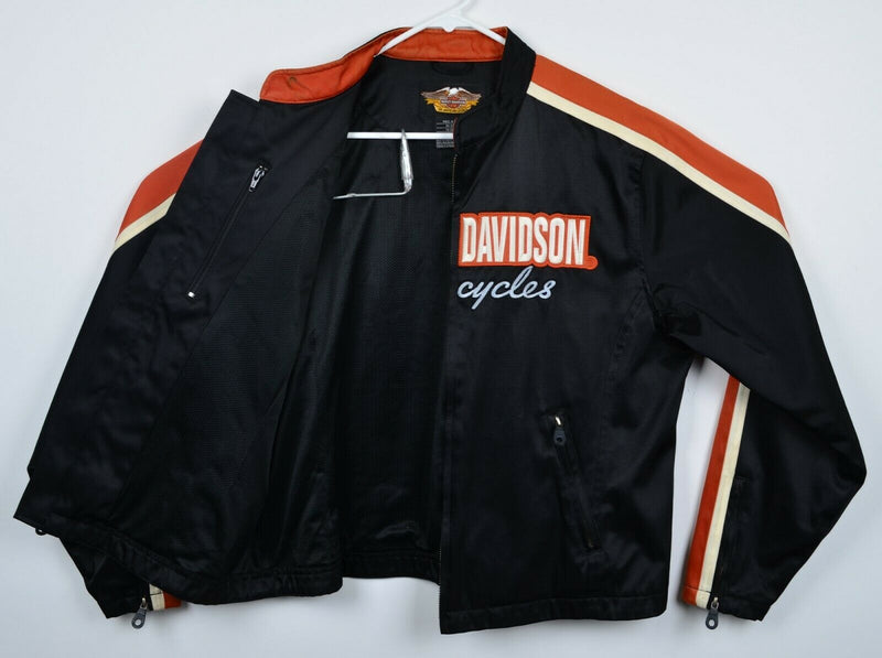 Harley-Davidson Women's XL Black Orange Biker Motorcycle Cafe Racer Jacket