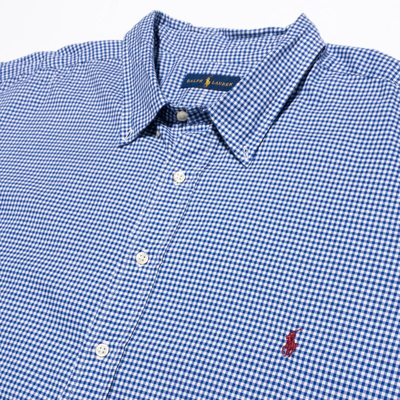 Polo Ralph Lauren Shirt Men's 4XLT Tall Long Sleeve Blue Check Button-Down