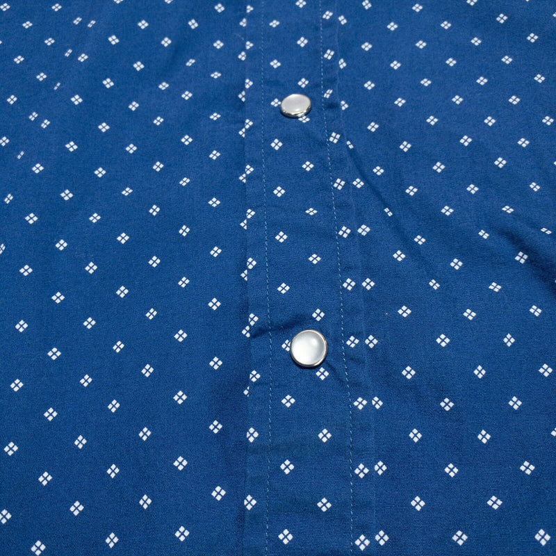 Ely Cattleman Pearl Snap Western Rockabilly Shirt Blue Polka Dot Men's Large