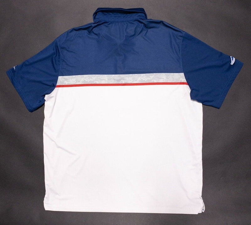 Walter Hagen Folds of Honor Golf Polo 2XL Men's Wicking USA Patriotic Blue White