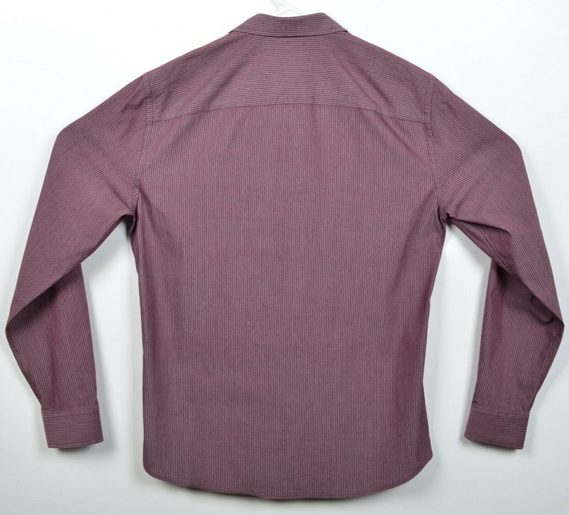 Armani Exchange Men's Small Snap-Front Red Striped Cotton Nylon Blend Shirt