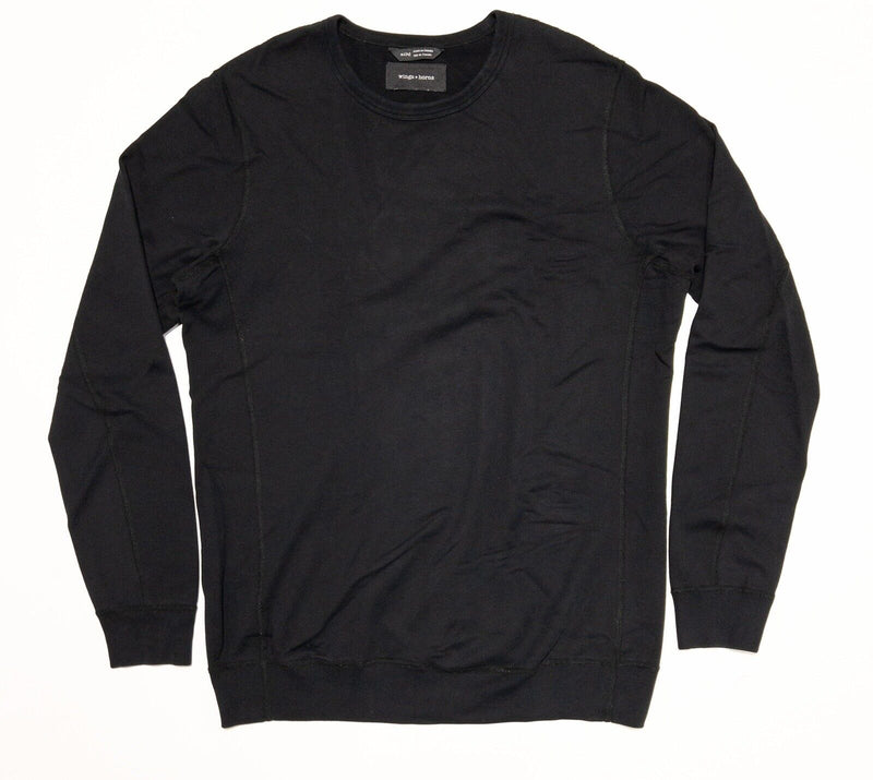 wings+horns Sweatshirt Men's XL Crewneck Pullover Solid Black Made in Canada