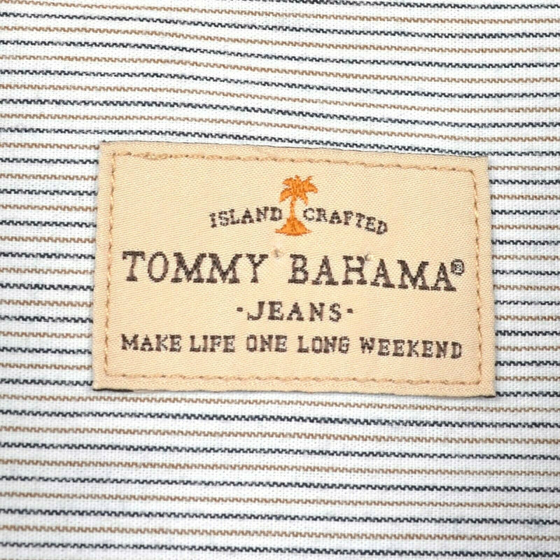 Tommy Bahama Men's Sz Medium Flip Cuff Blue Polka Dot Button-Front Shirt