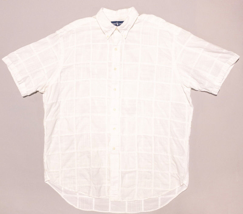 Polo Ralph Lauren Blake Shirt XL Men's White Textured Check 90s S/S Button-Down