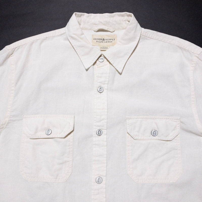Denim & Supply Ralph Lauren Shirt Men's XL Ox Skull Ivory White Western Button