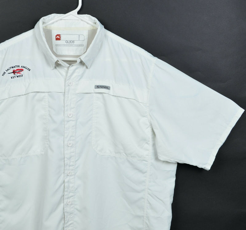 Simms Guide Series Men's Large Solid White Button-Front Vented Fishing Shirt