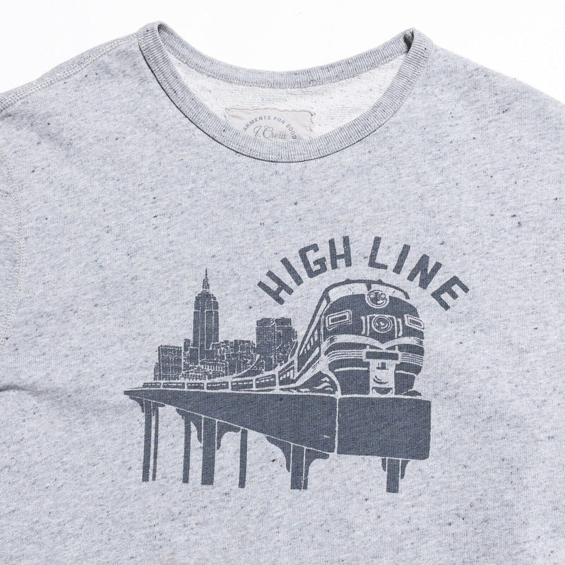J. Crew High Line Sweatshirt Women's Large NYC Skyline Train Crewneck Gray