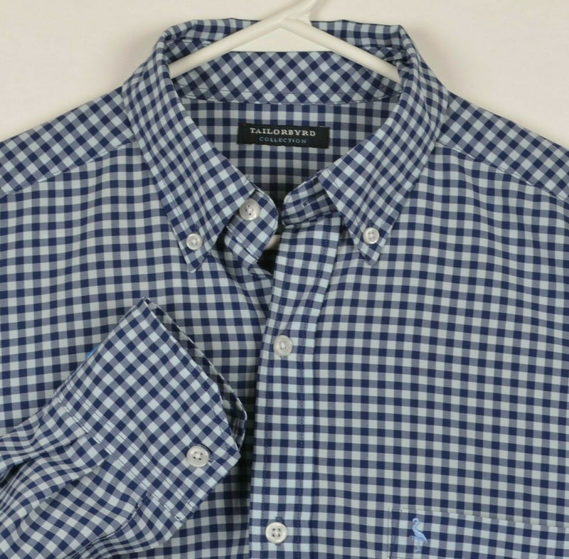 Tailorbyrd Collection Men's Medium Polyester Wicking Blue Gingham Check Shirt