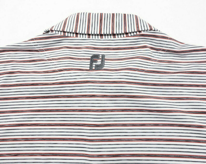 FootJoy Golf Shirt XL Men's Polo White Gray Red Striped Wicking Stretch