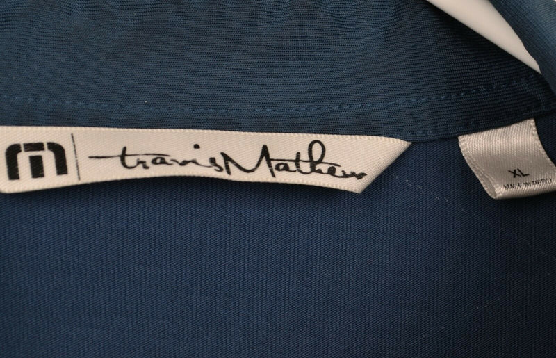 Travis Mathew Men's Sz XL Blue Geometric Diamond Pima Cotton Golf Polo Shirt