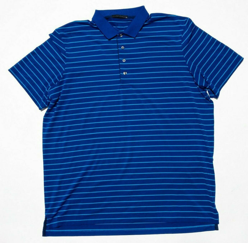 Greyson Golf XL Men's Polo Shirt Wicking Performance Blue Striped Wolf