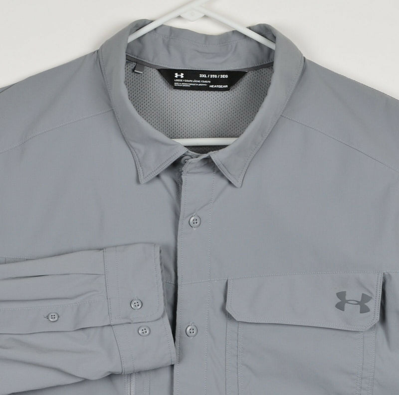 Under Armour Men's 3XL Loose HeatGear Vented Gray Fishing Long Sleeve Shirt