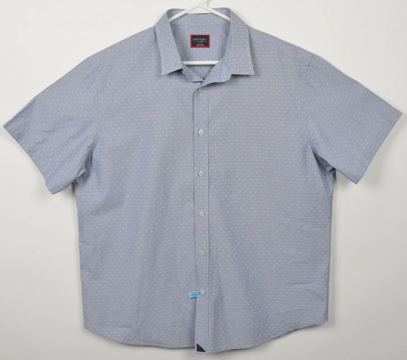 UNTUCKit Men's XL Light Blue Polka Dot Short Sleeve Casual Button-Front Shirt