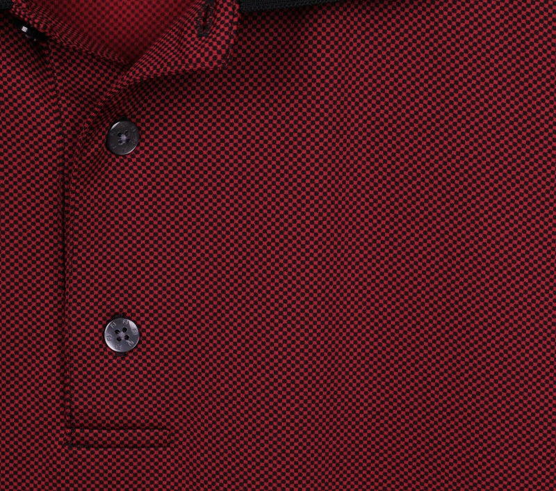 FootJoy Men's XL Red Black Micro-Check Plaid FJ Performance Golf Polo Shirt