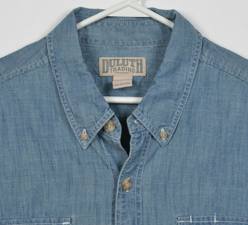 Duluth Trading Co Men's XL Denim Style Blue Chambray Button-Down Shirt