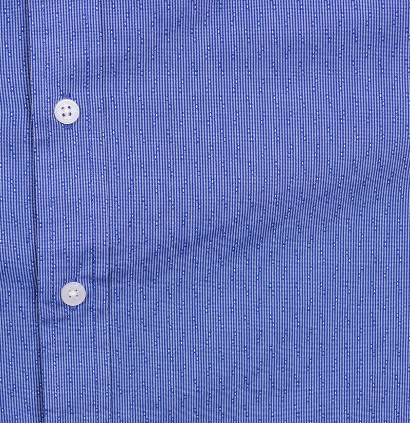 Vince Camuto Men's Sz Large Blue Micro Striped Short Sleeve Button Front Shirt