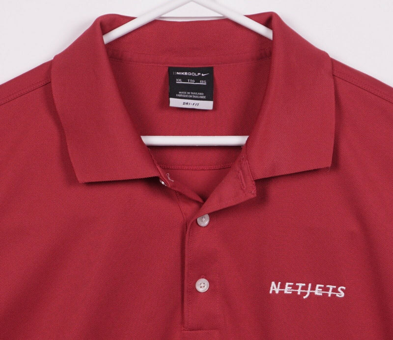 NetJets Men's 2XL Nike Golf Solid Red Swoosh Wicking Dri-Fit Polo Shirt