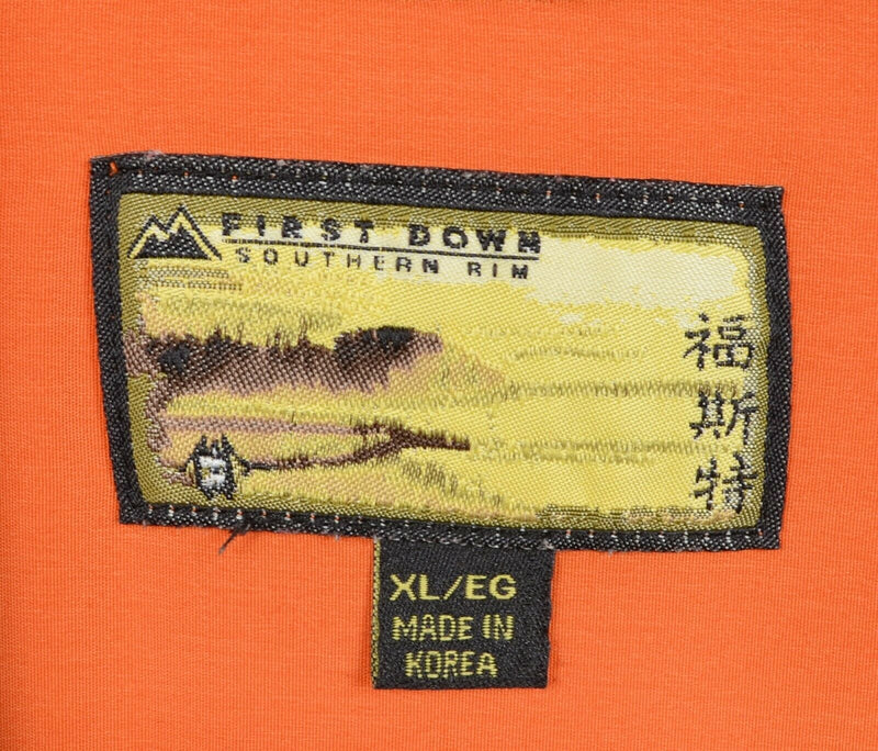 First Down Southern Rim Men's XL Samurai Orange Polyester Y2K Chinese Camp Shirt