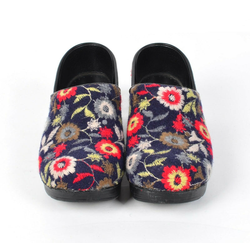 Dansko Felt Pro Women's 39 Navy Blue Floral Casual Professional Mule Clogs