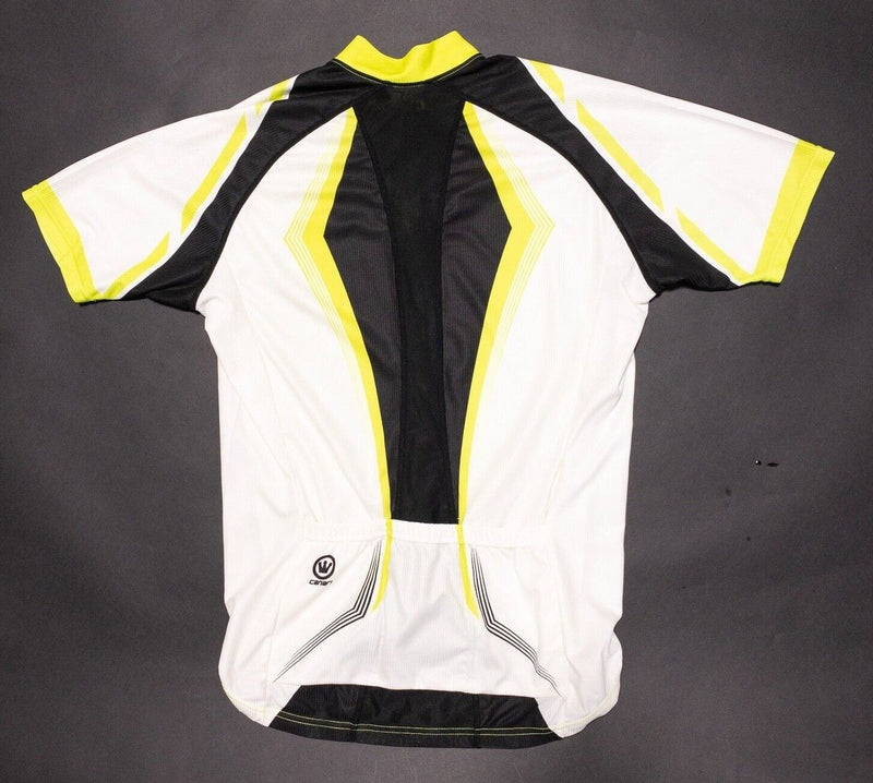 Canari Cycling Jersey Medium Men's Neon White Full Zip Short Sleeve Wicking