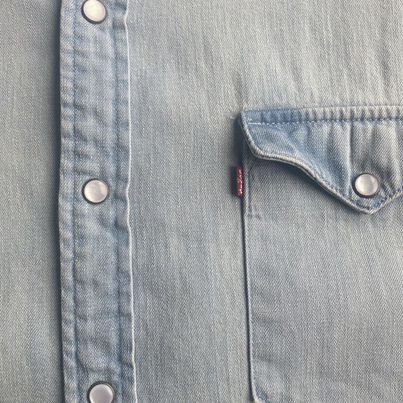 Levi's Men's 2XL Pearl Snap Denim Blue Indigo Faded Western Short Sleeve Shirt