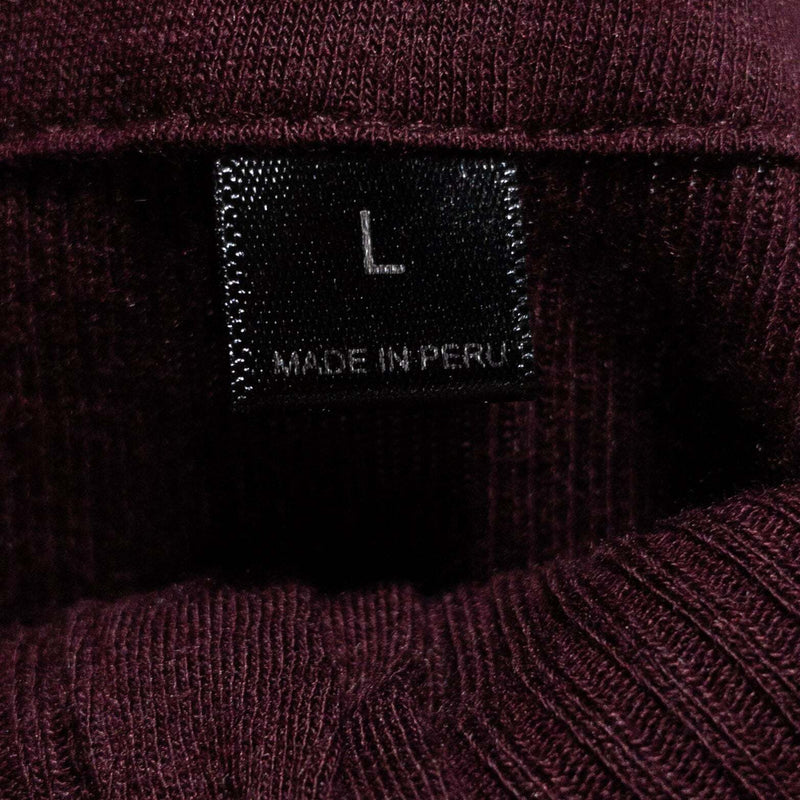 John Varvatos Luxe Shirt Men's Tag Large Henley Knit Maroon Red Long Sleeve