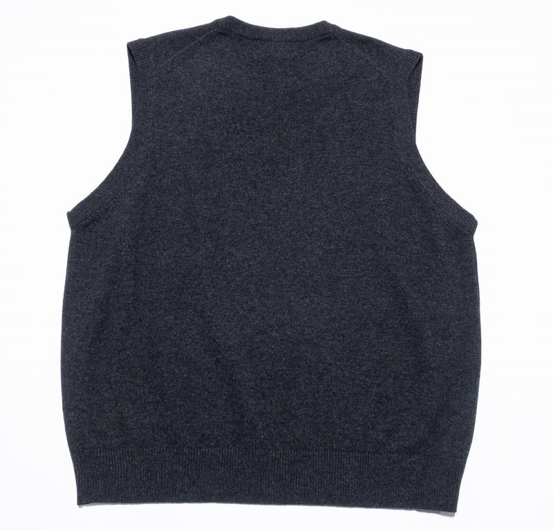 L.L. Bean Sweater Vest Men's Large Lambswool Pullover V-Neck Dark Gray Knit