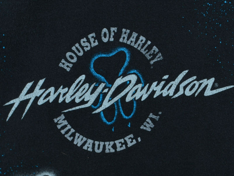 Vtg 90s Harley-Davidson Men's Sz Large Wolf All-Over Print Biker Graphic T-Shirt