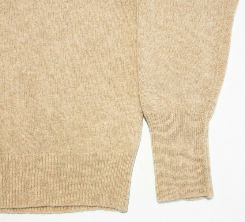 Marshall Field's Men's Large Lamsbwool Solid Beige Vintage 80s V-Neck Sweater