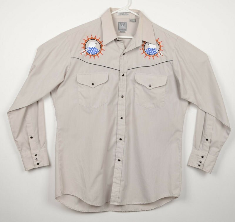 Rock Creek Ranch Men's Large Western Fit Pearl Snap Embroidered Eagle Shirt