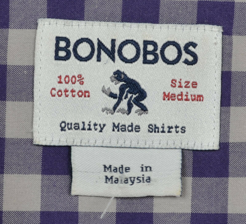 Bonobos Men's Medium Purple Gray Gingham Check Casual Button-Down Shirt