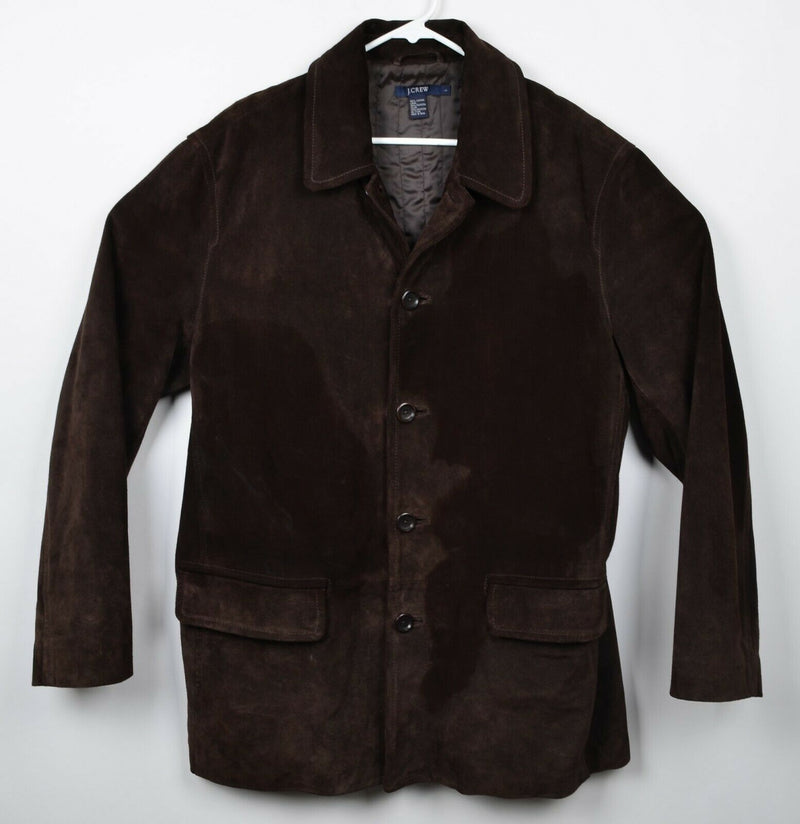 J. Crew Men's Sz Large Brown Suede 100% Leather Lined Button-Front Jacket DAMAGE