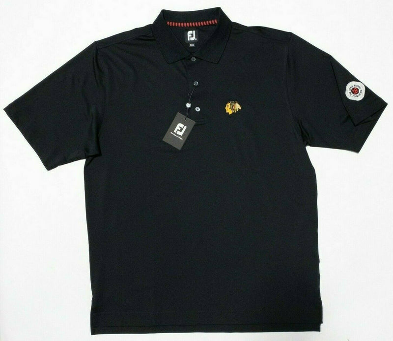 Chicago Blackhawks FootJoy Golf Shirt XL Men's Black Wicking Golf NHL PD Lisle