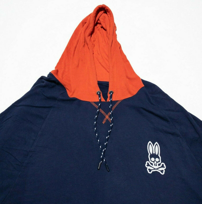 Psycho Bunny Men's 3X Lightweight Hoodie Navy Blue Orange Short Sleeve Pullover