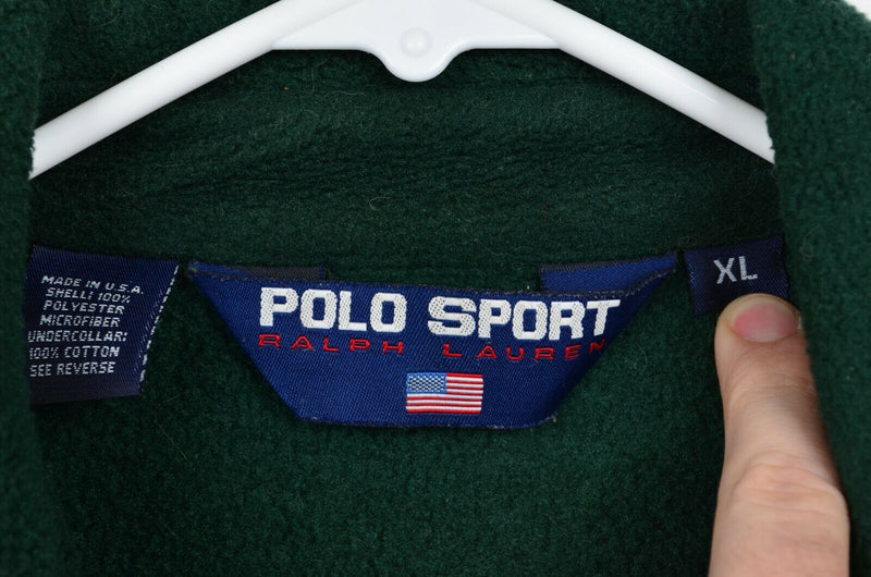 Vtg 90s Polo Sport Ralph Lauren Men's Sz XL Polartec Forest Green Fleece Jacket