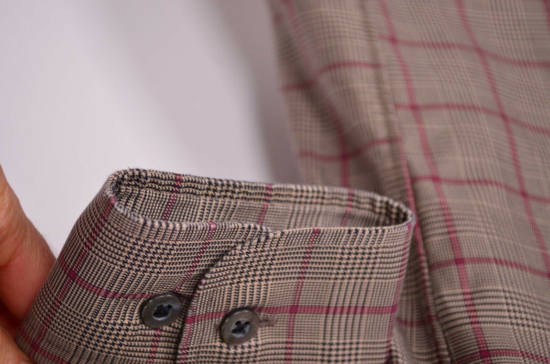 Vtg Burberry London Men's Sz Large Nova Check Plaid Long Sleeve Button Shirt
