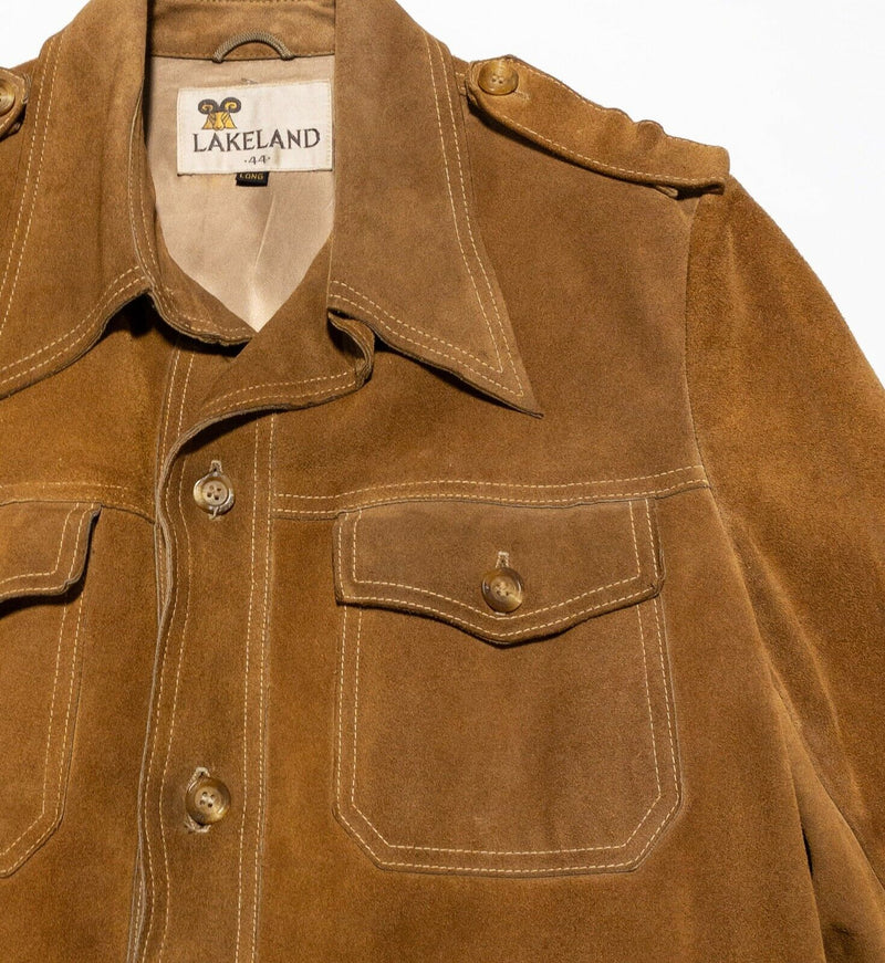 Lakeland Suede Leather Jacket Men's 44 Long Vintage 70s Rancher Shirt Brown