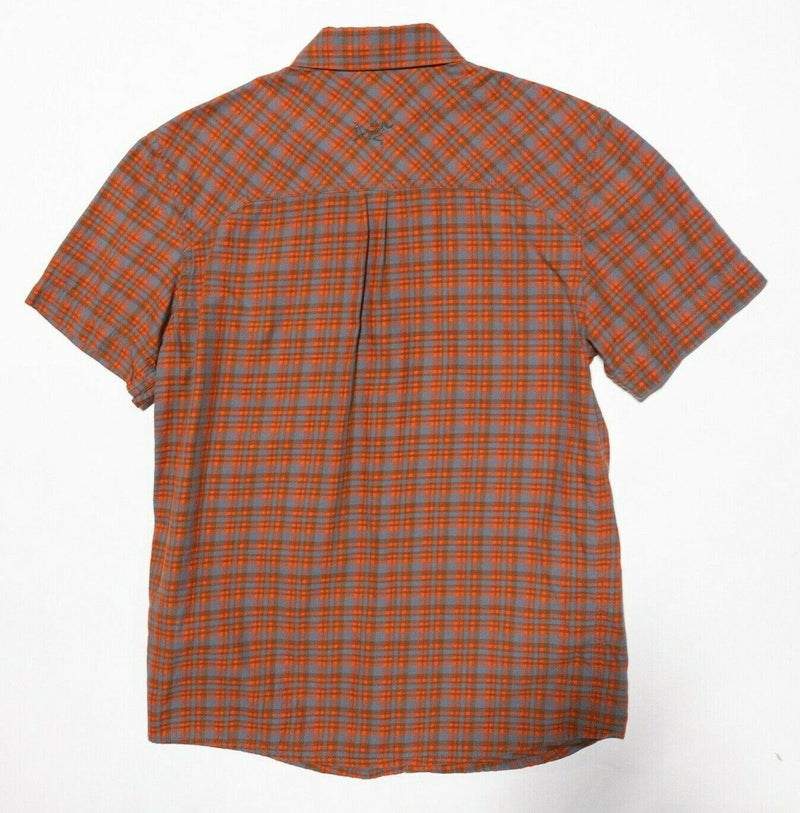 Arc'teryx Tranzat SS Shirt Men's Small Cotton Wool Blend Orange Gray Plaid