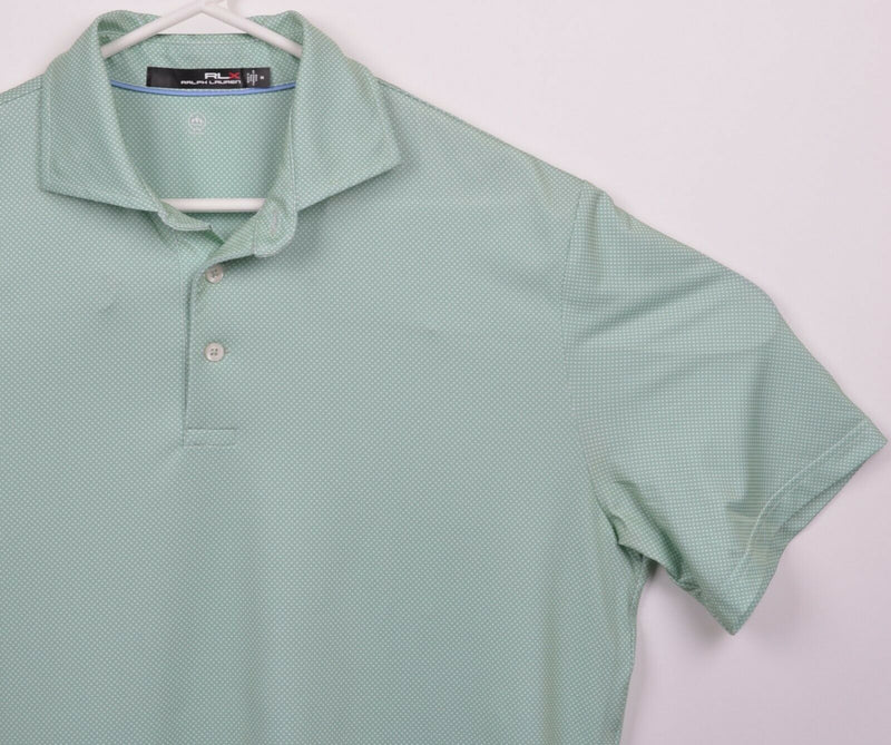 RLX Ralph Lauren Men's Medium Wicking Green Polka Dot Golf Polo Shirt