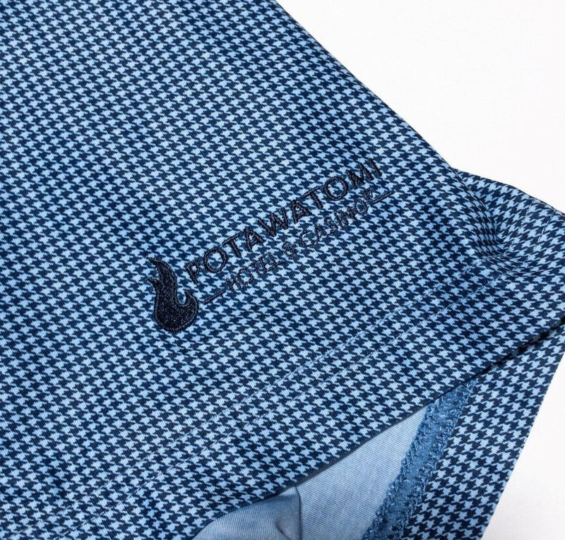 FootJoy Houndstooth Shirt Large Men's Golf Heather Lisle Self Collar Blue